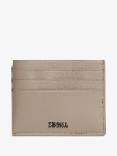Zegna leather logo-plaque card holder