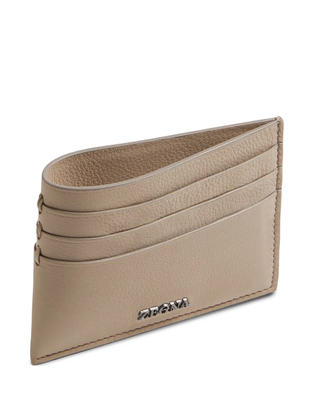Zegna Leren pasjeshouder met logoplakkaat Beige
