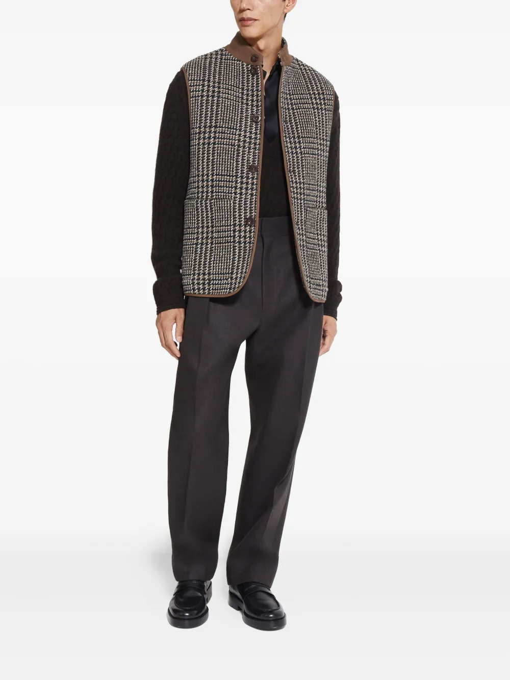 Zegna Gilet Sans Manches En Laine Et Cachemire In Brown