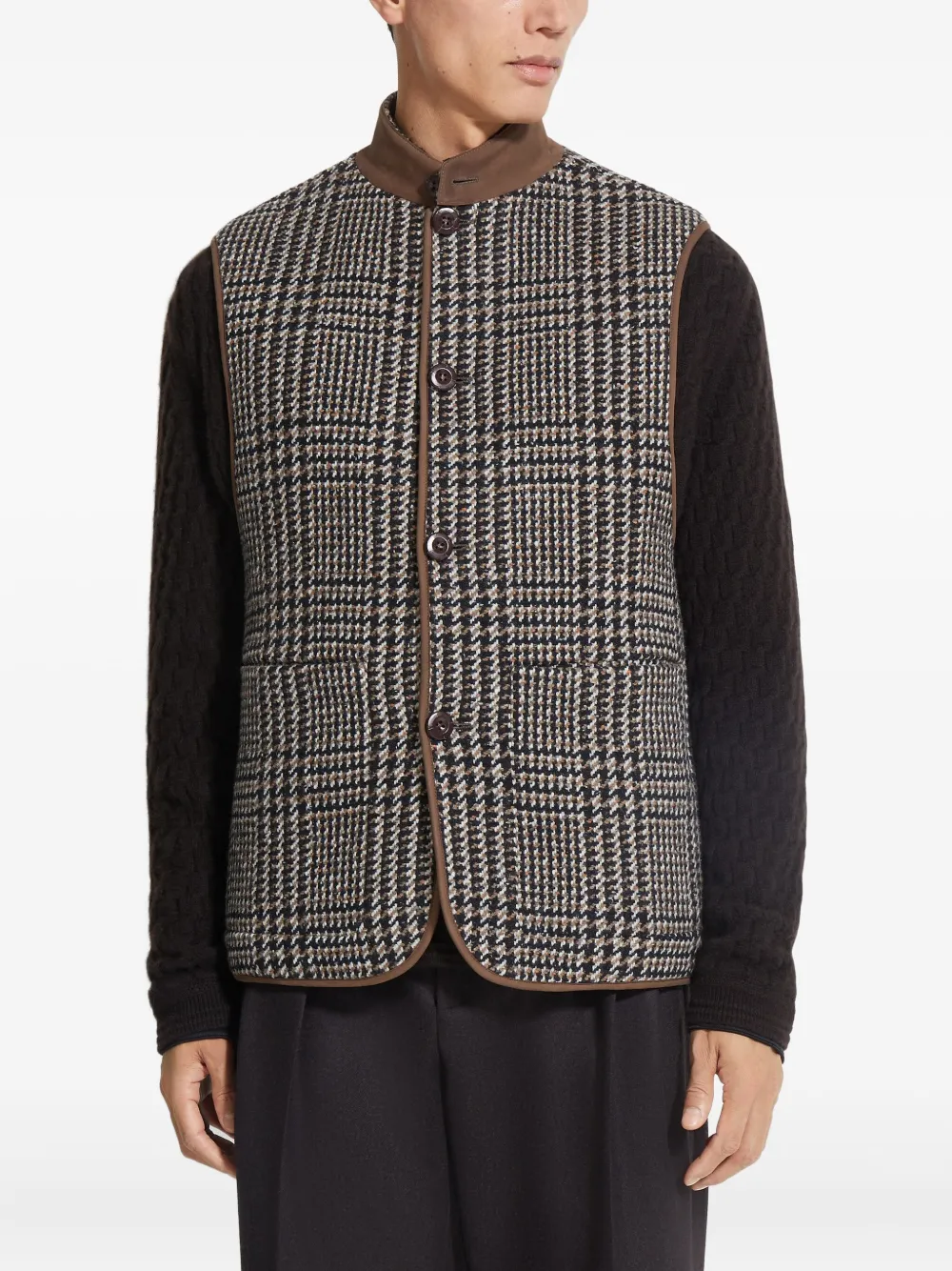 Zegna Gilet Sans Manches En Laine Et Cachemire In Brown