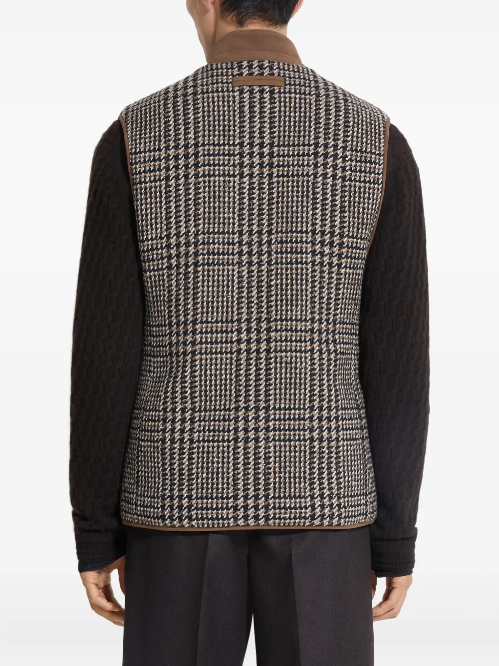 Zegna Gilet Sans Manches En Laine Et Cachemire In Brown