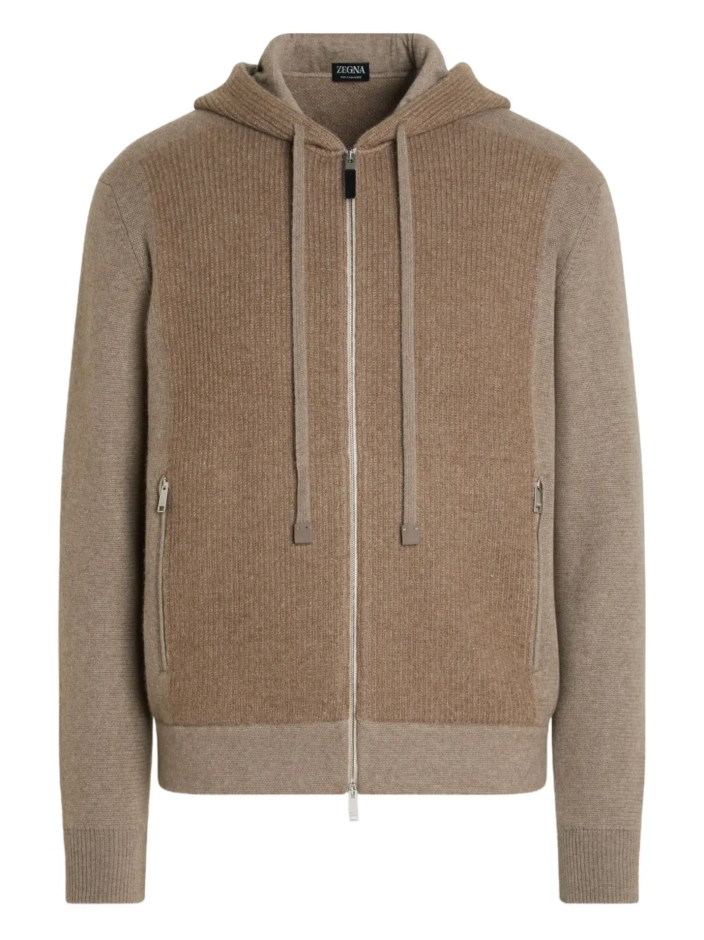 Zegna Kapuzenjacke mit geripptem Einsatz | Braun | Image 1