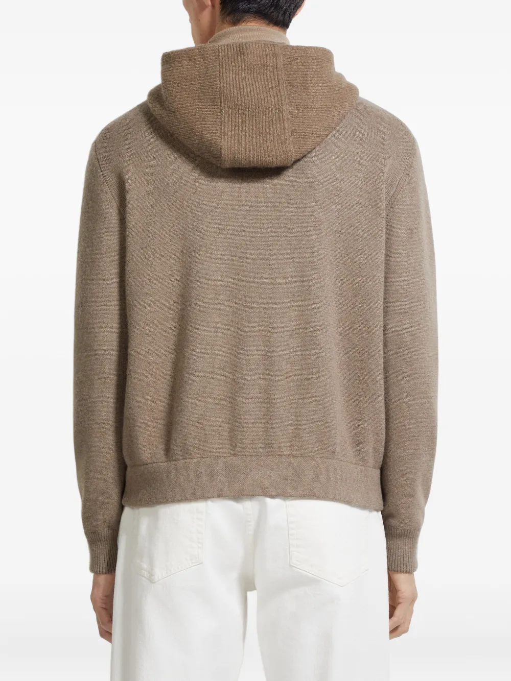 Zegna Hoodie met geribbeld vlak en rits Bruin