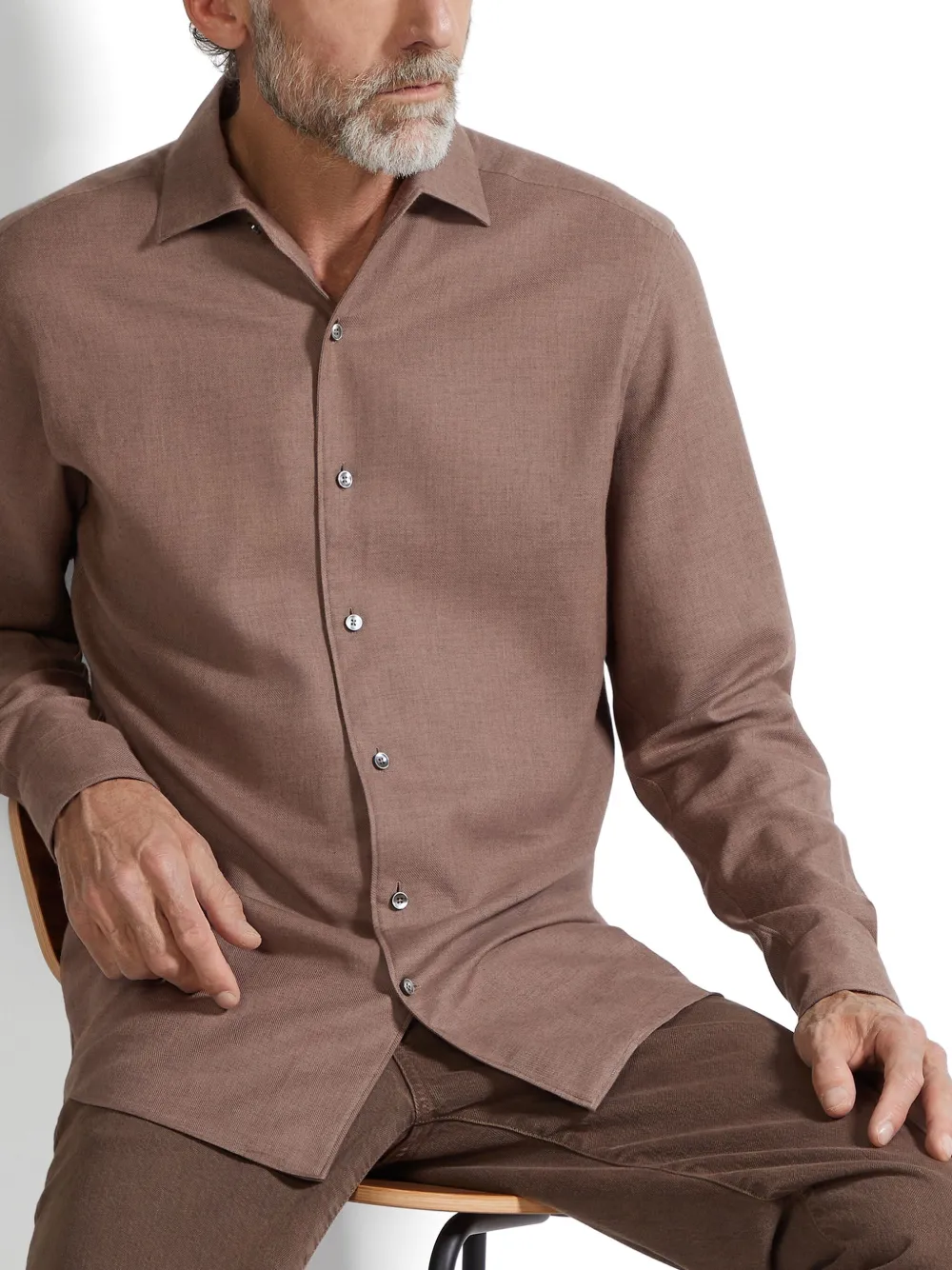 Zegna Kasjmier overhemd Bruin