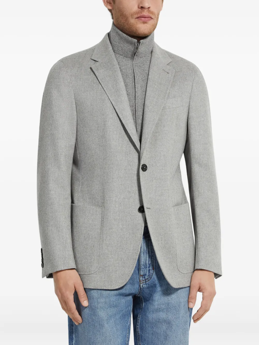 Zegna Oasi Cashmere Blazer In Gray