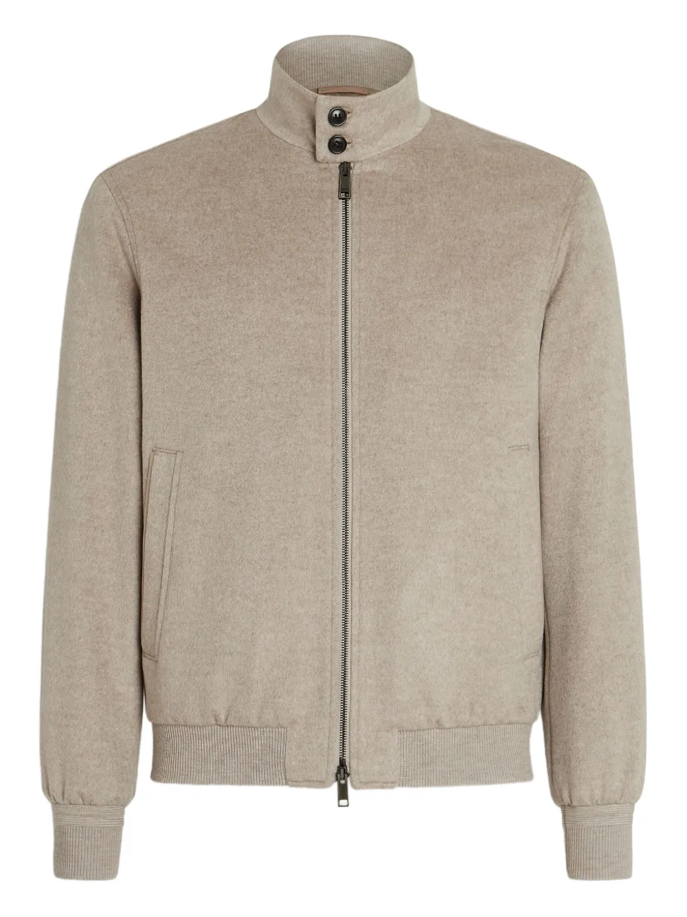 Zegna Cashmere Zip-fastening Bomber Jacket In Neutral