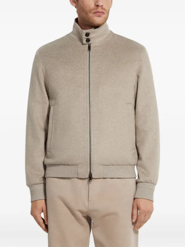 Zegna Cashmere zip-fastening Bomber Jacket | Neutrals | FARFETCH