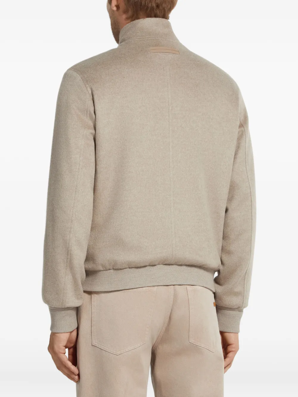 Zegna Cashmere Zip-fastening Bomber Jacket In Neutral