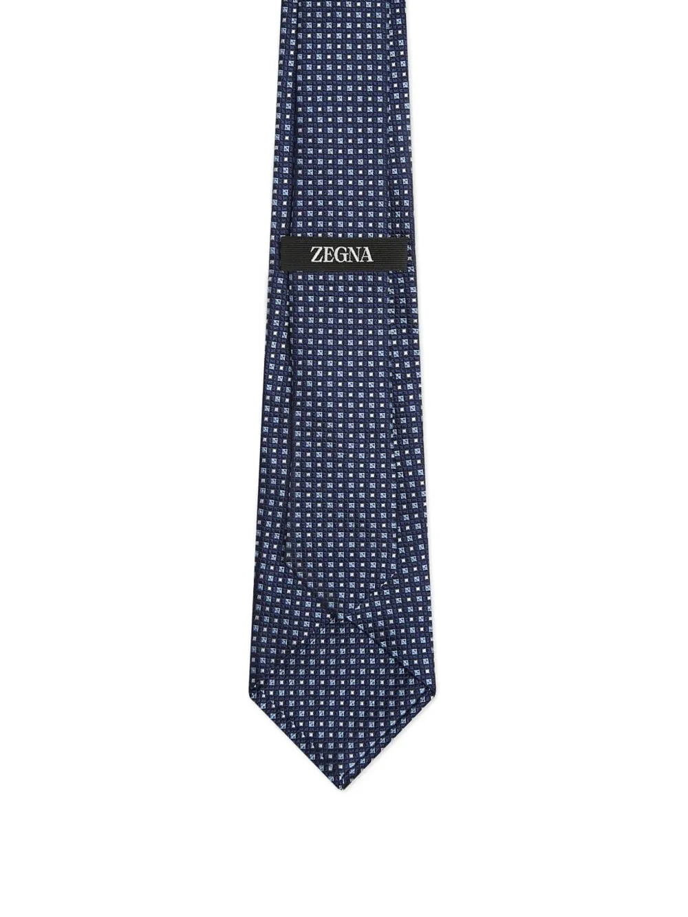 Zegna Geometric-pattern Silk Tie In Blue