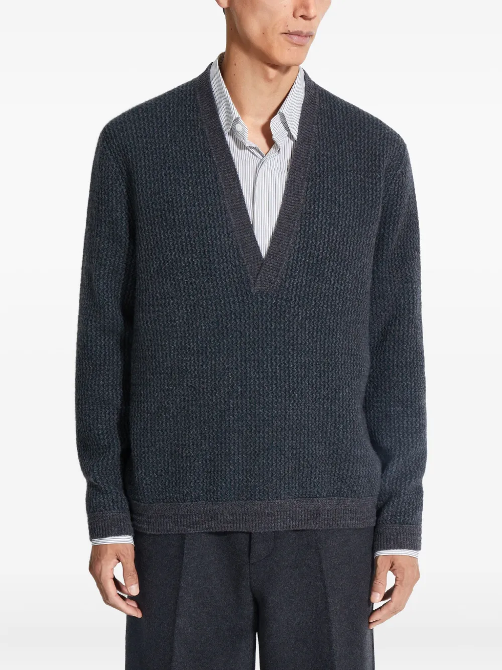 Zegna Oasi trui met V-hals - Grijs