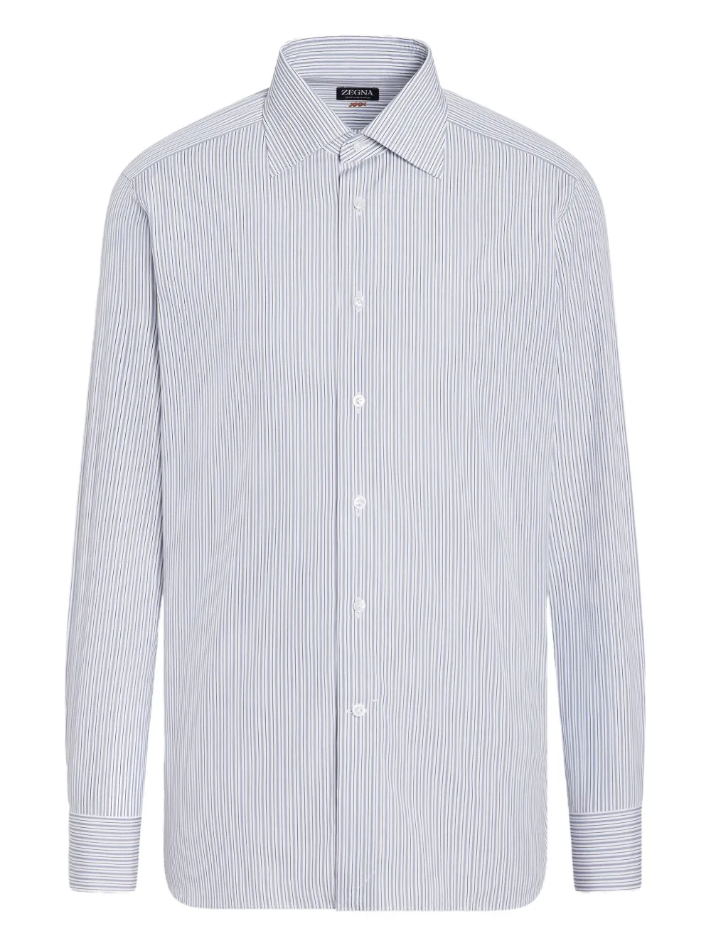 Zegna striped-pattern cotton shirt - Blue