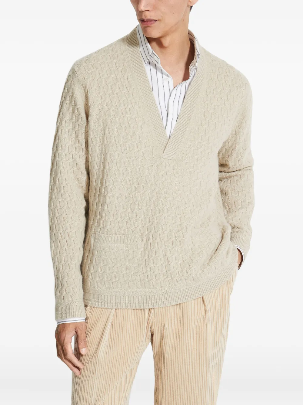 Zegna Oasi trui met V-hals - Beige