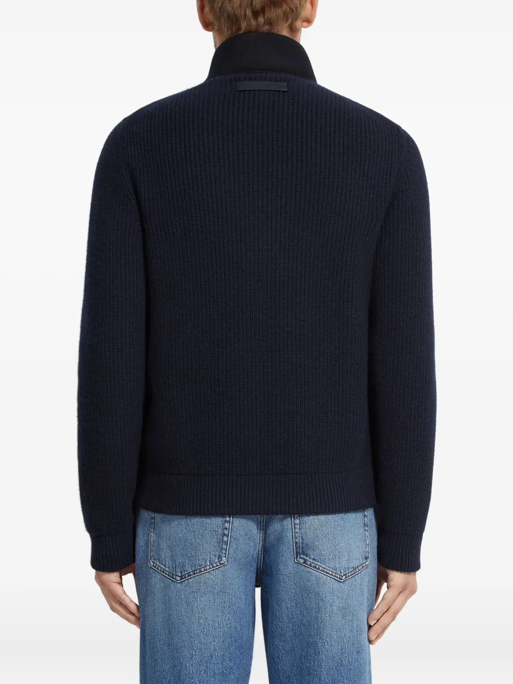 Zegna Vest met vlakken en rits Blauw