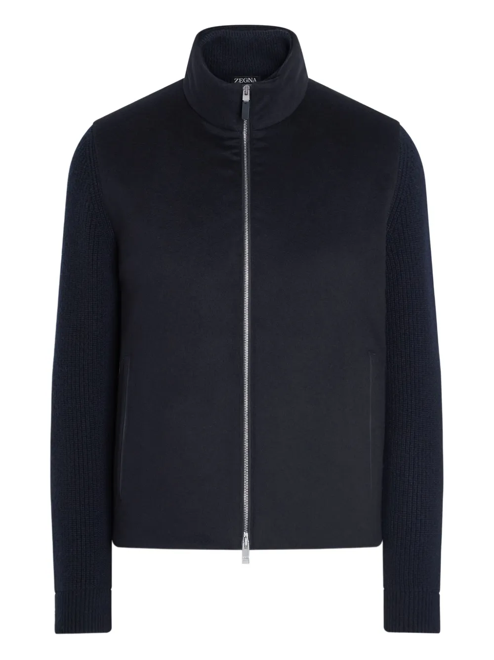 Zegna Vest met vlakken en rits Blauw