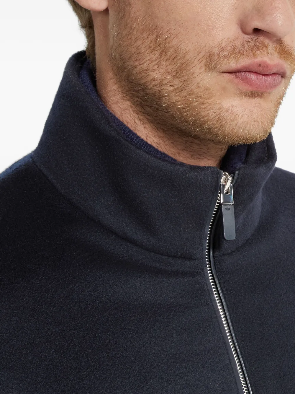 Zegna Vest met vlakken en rits Blauw