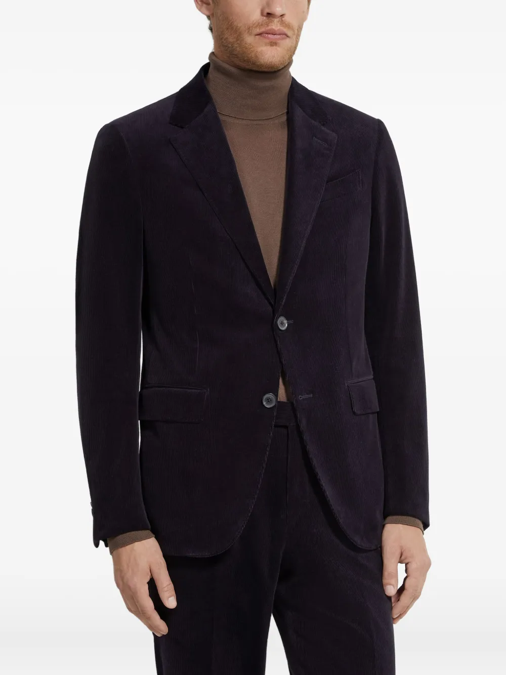 Zegna Corduroy Single-breasted Blazer In Neutral