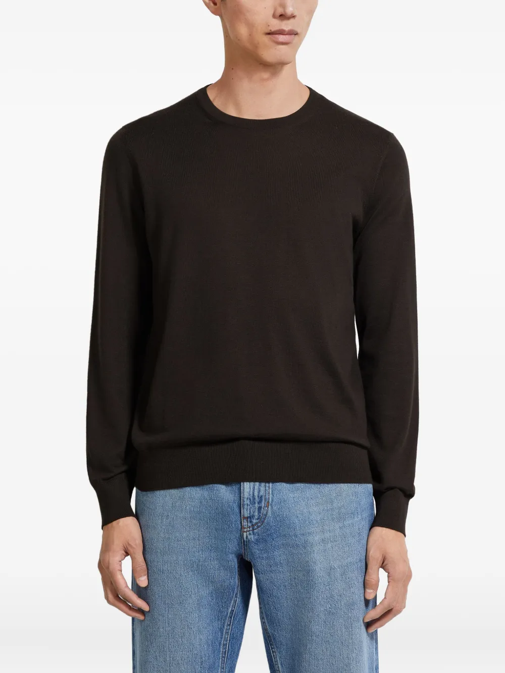Zegna Trui met ronde hals - Bruin