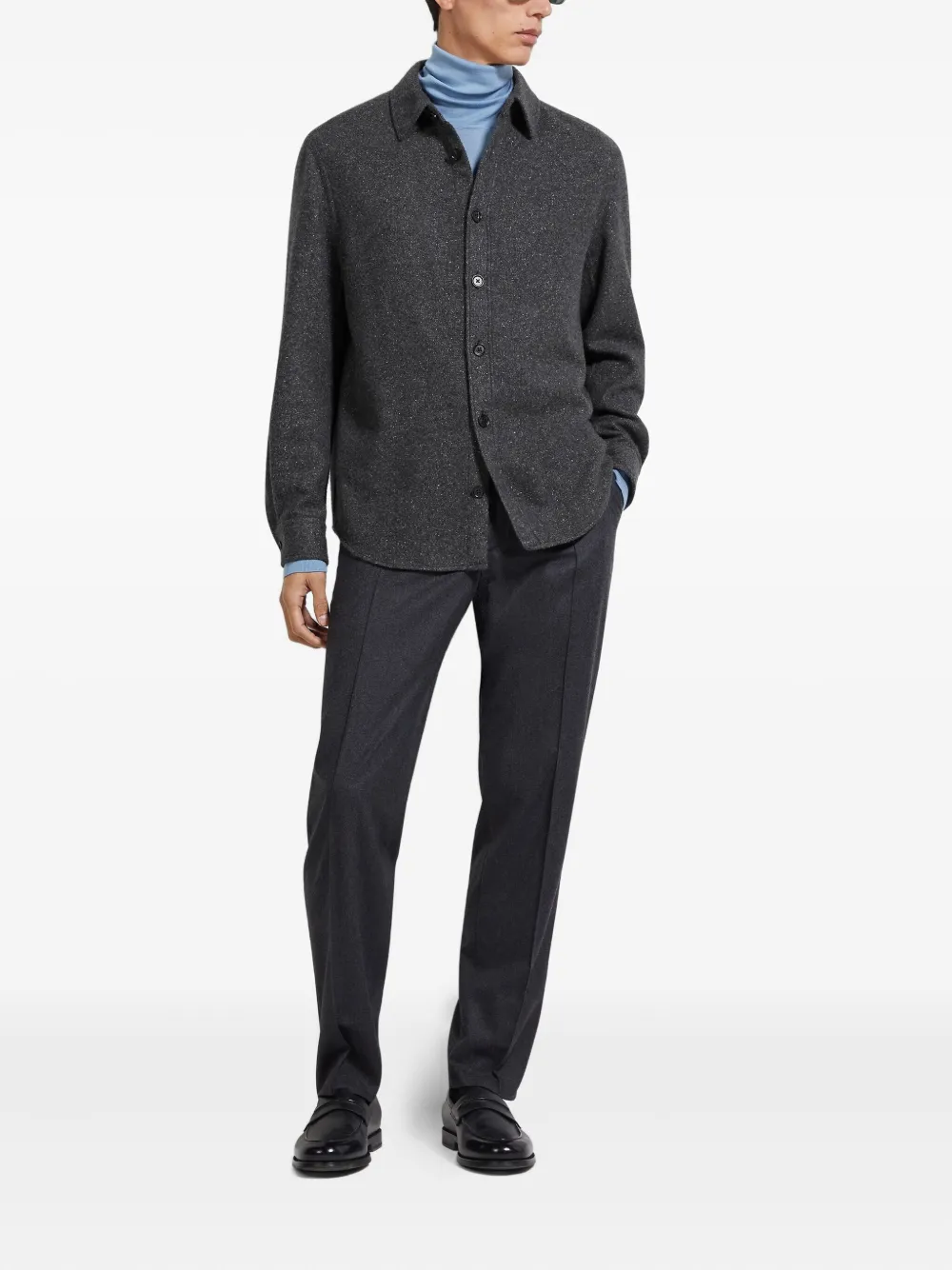 Zegna Overhemd met lange mouwen en kraag - Grijs