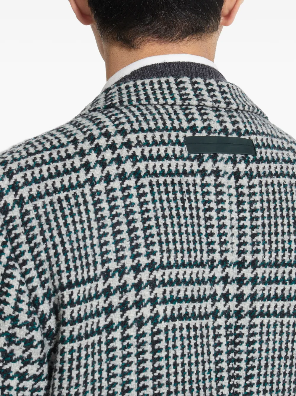 Zegna Houndstooth Double-breasted Blazer In Green