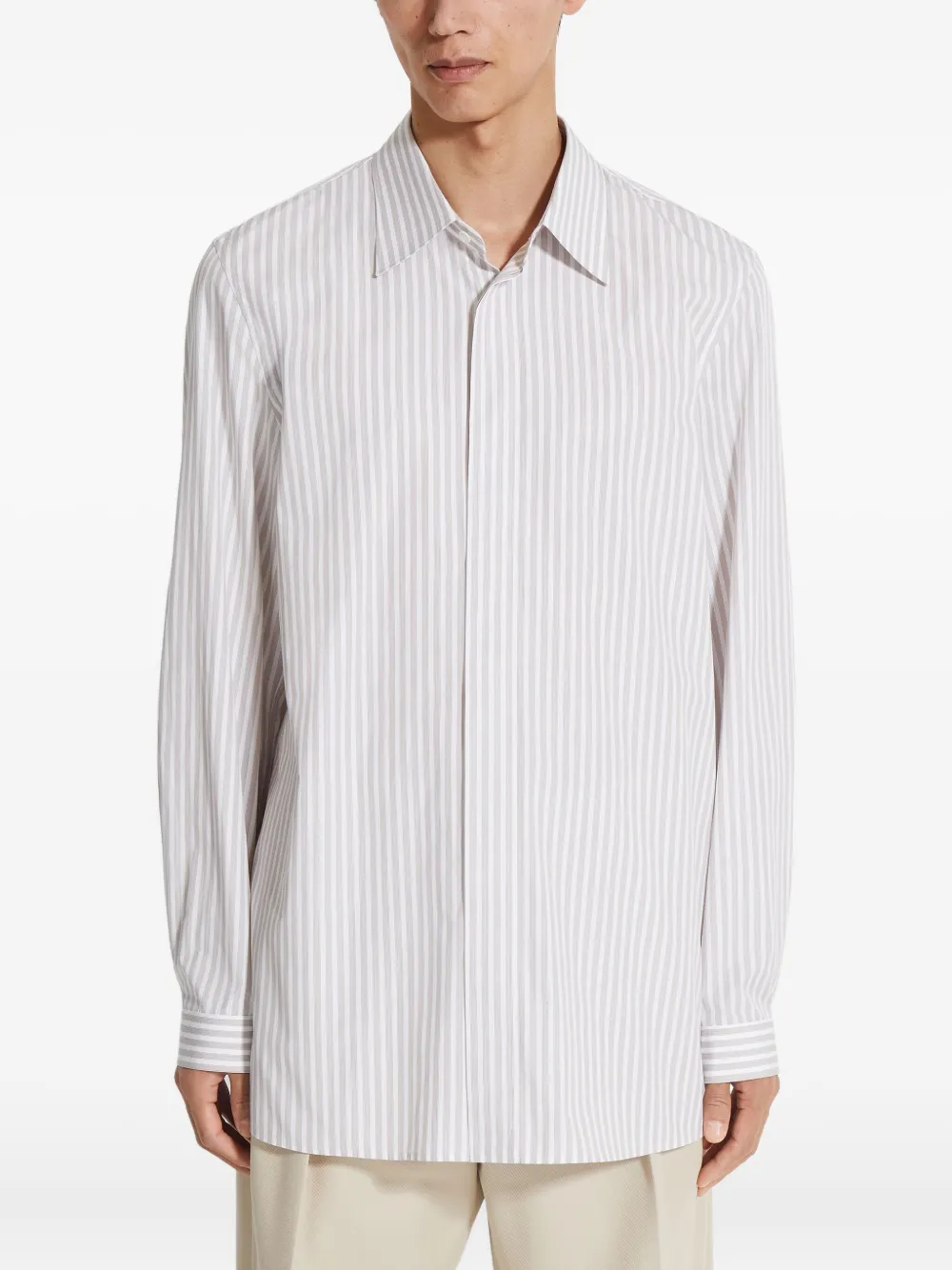 Zegna Centoventimila gestreept katoenen overhemd Wit