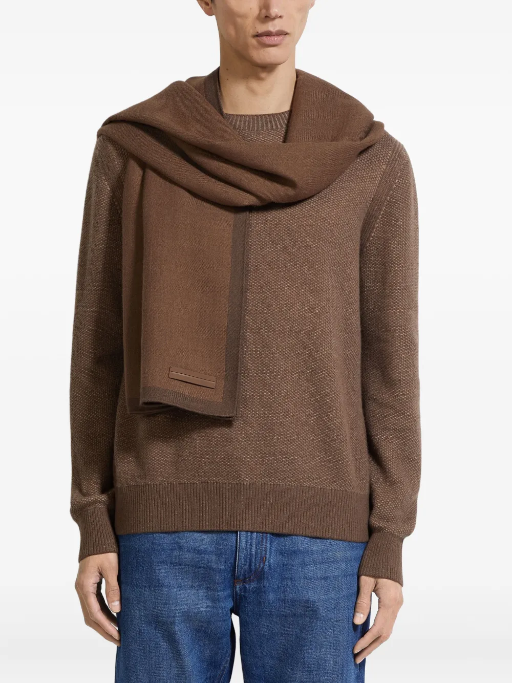 Zegna Sjaal van kasjmier-zijdeblend Bruin