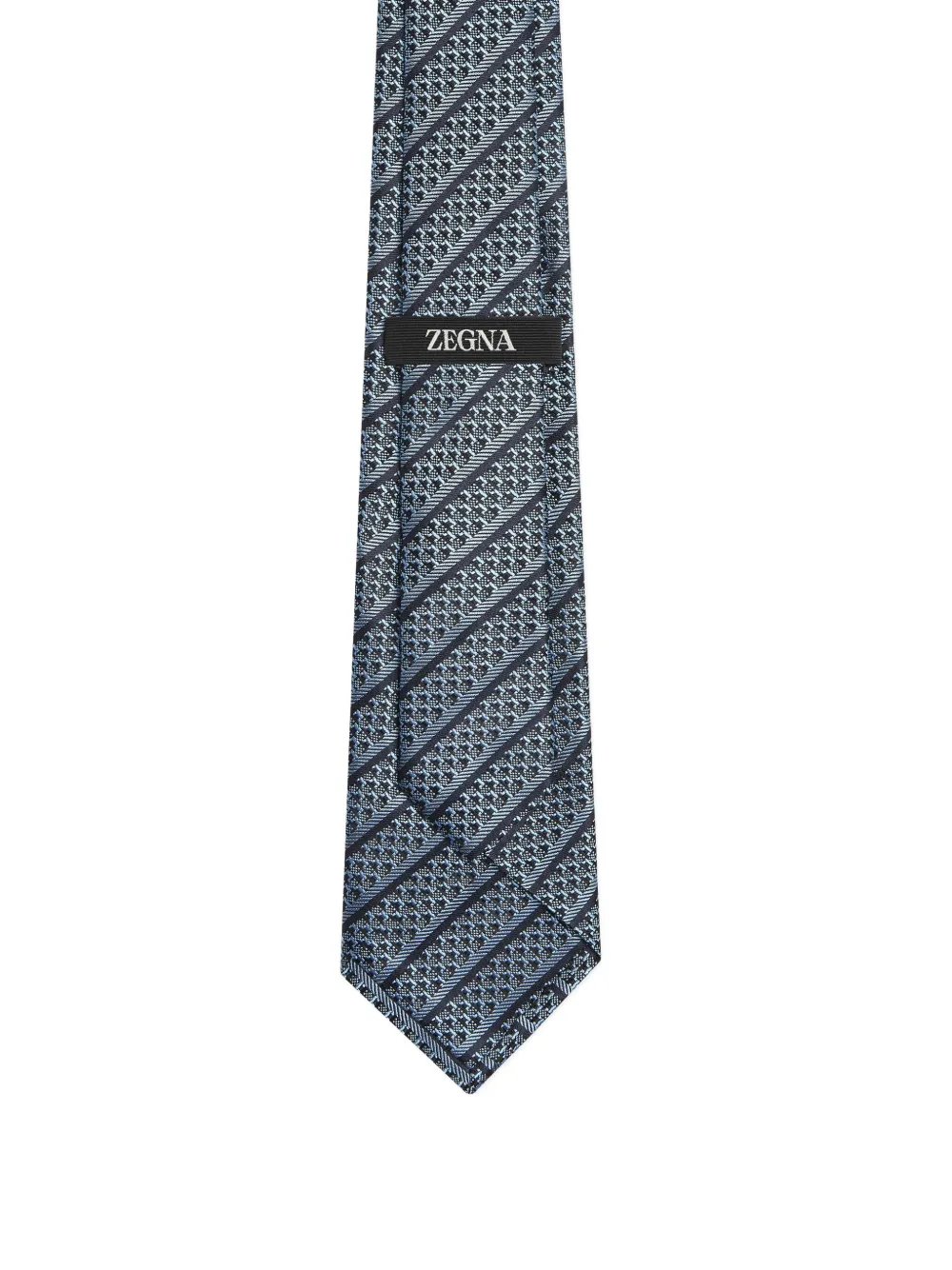 Zegna Geometric-pattern Silk Tie In Blue