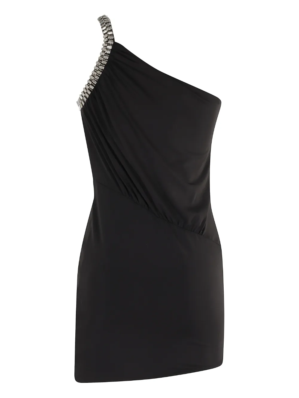 Amen crystal-embellished one-shoulder mini dress Zwart