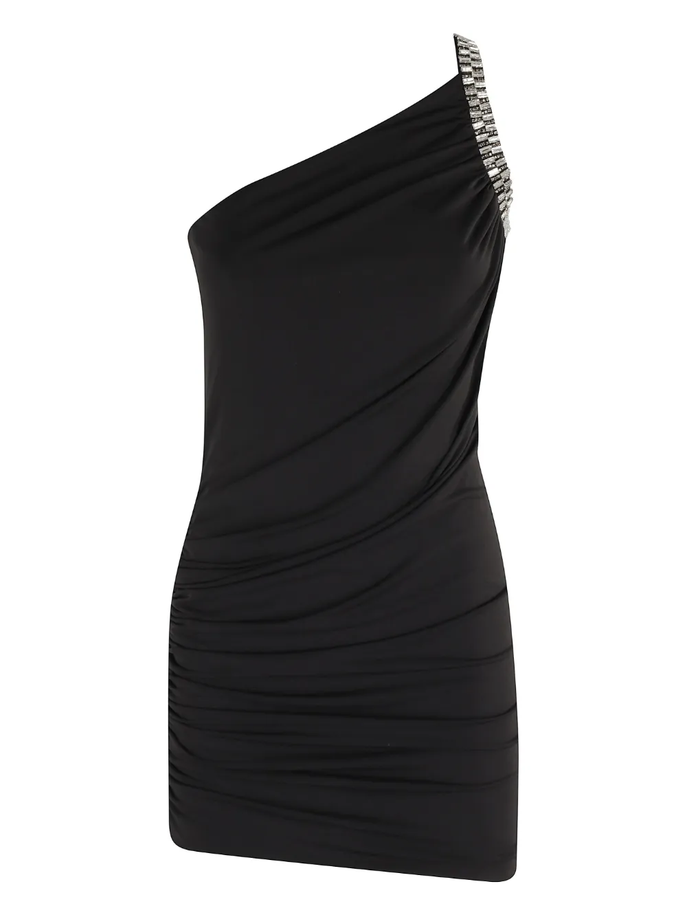 Amen crystal-embellished one-shoulder mini dress Zwart