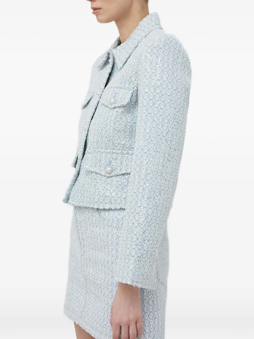 Miss Sixty pearl-buttoned flap-pockets jacket - Blu