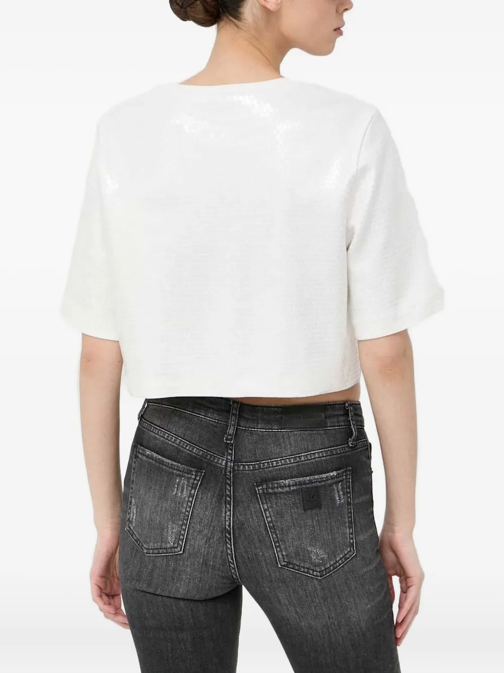 Miss Sixty Sequin-embellished Cropped Top In White