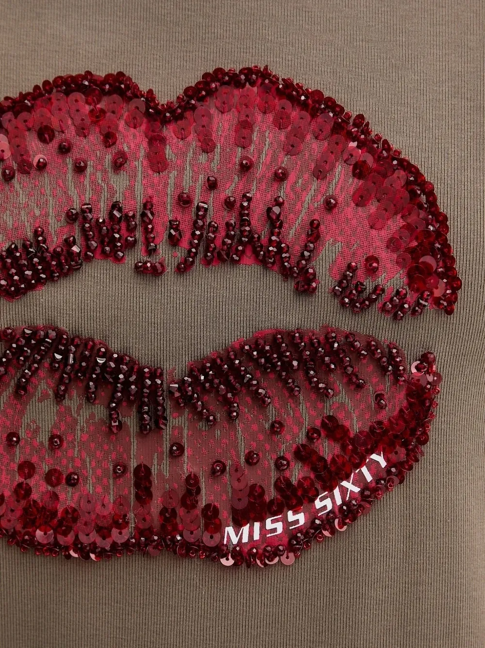 Miss Sixty sequinned-lip T-shirt Bruin