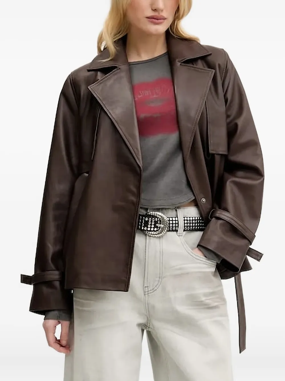 Miss Sixty Lip-print Long-sleeve T-shirt In Brown