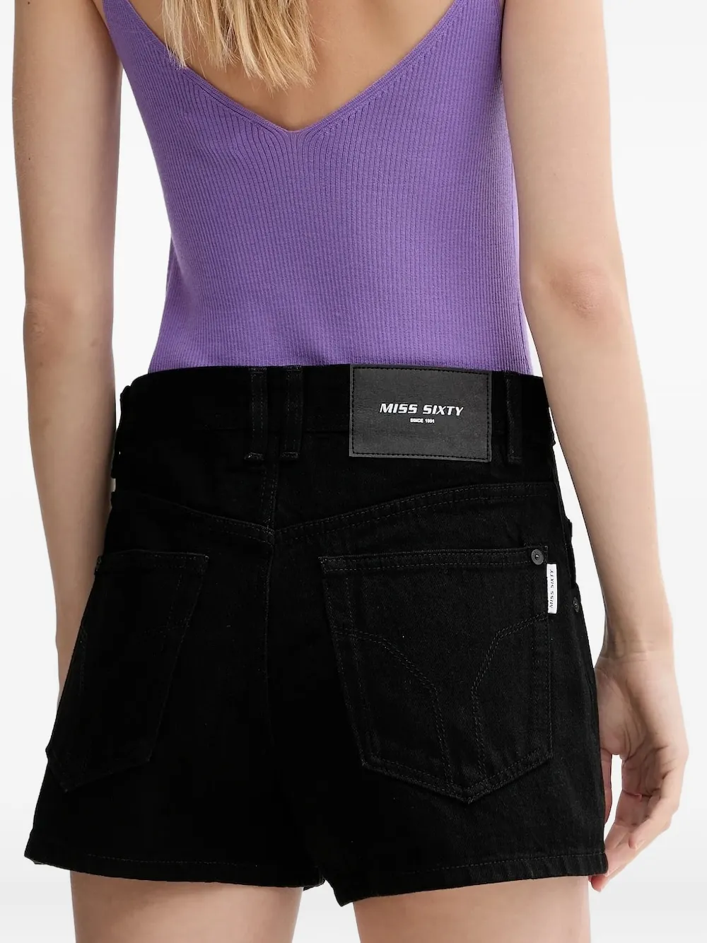 Miss Sixty Denim shorts met rechte afwerking - Zwart