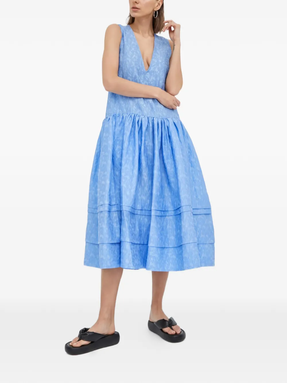 lovechild Abito smanicato con ricamo floreale - Blu
