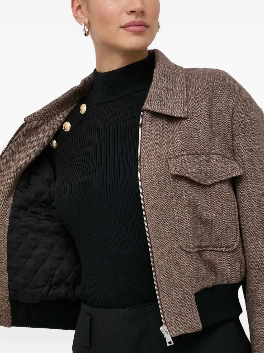 Miss Sixty Cropped wollen jas Bruin