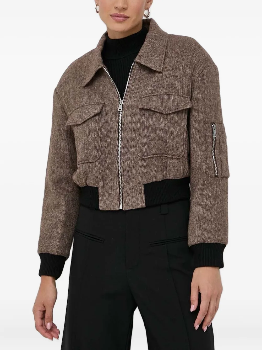 Miss Sixty Cropped wollen jas Bruin