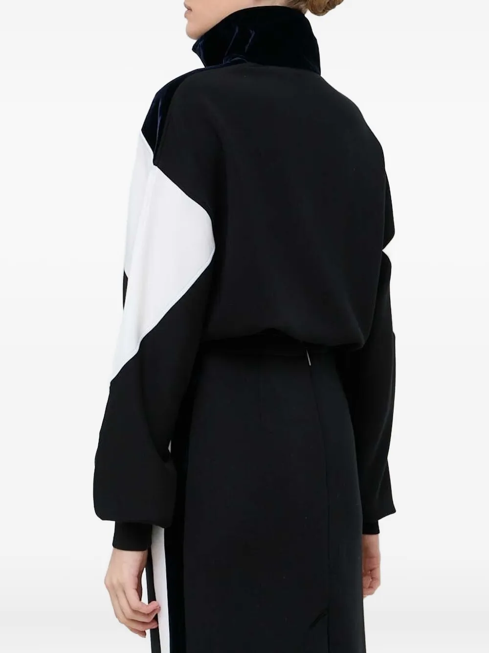 Miss Sixty Velvet-panelled Color-block Sweatshirt In Black