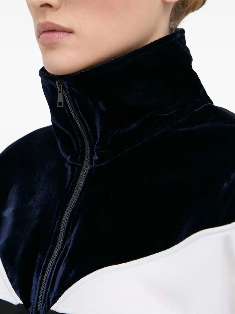 Miss Sixty Velvet-panelled Color-block Sweatshirt In Black