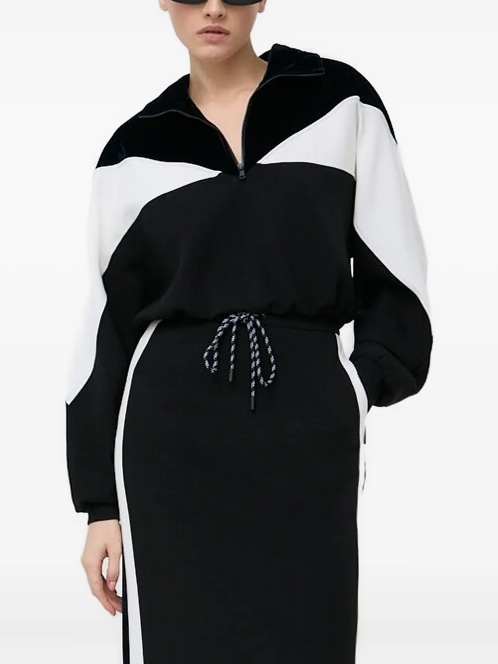 Miss Sixty Velvet-panelled Color-block Sweatshirt In Black