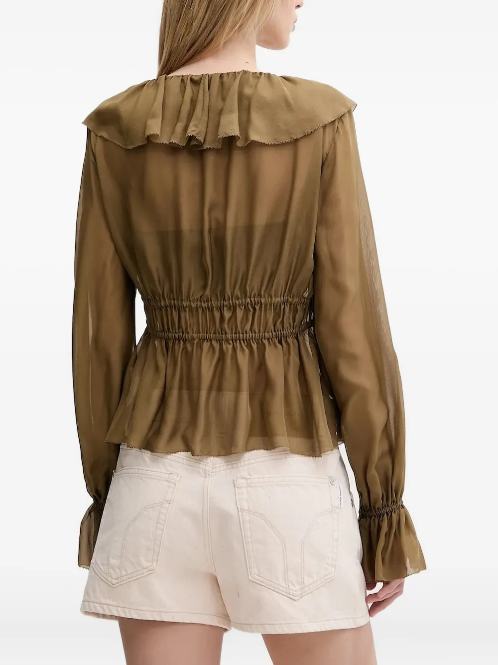 Miss Sixty Top met ruches en trekkoord - Groen
