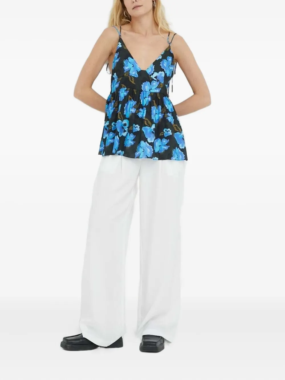 Lovechild floral-print blouse - Zwart