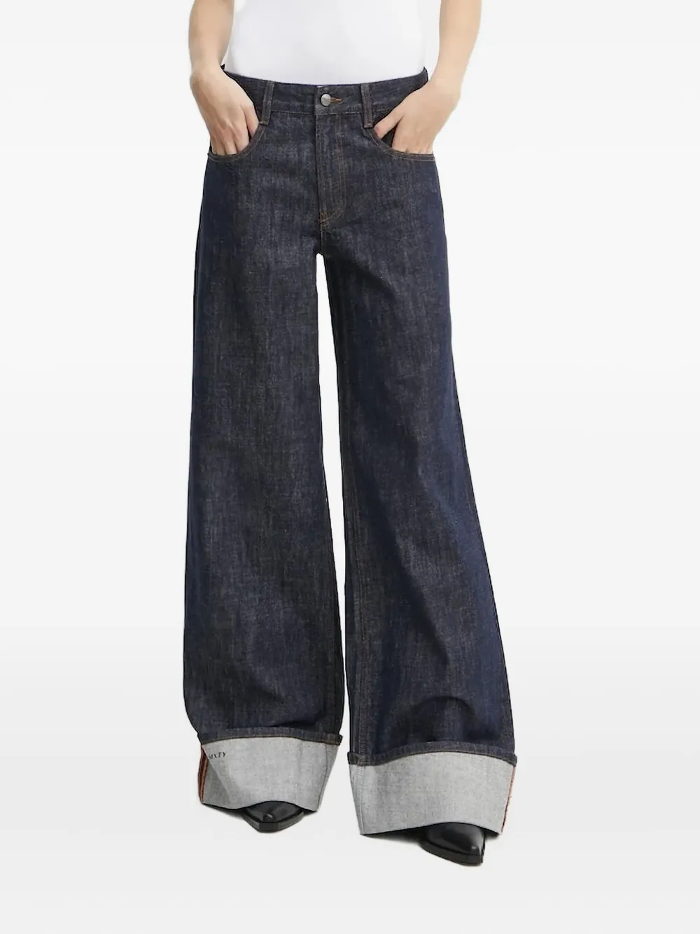 Miss Sixty Jeans met wijde pijpen en cuffs Blauw