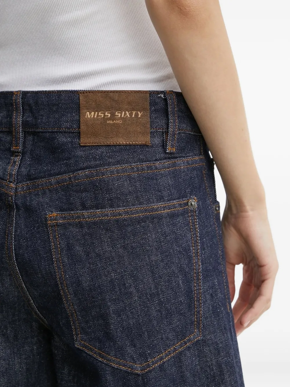 Miss Sixty Jeans met wijde pijpen en cuffs Blauw
