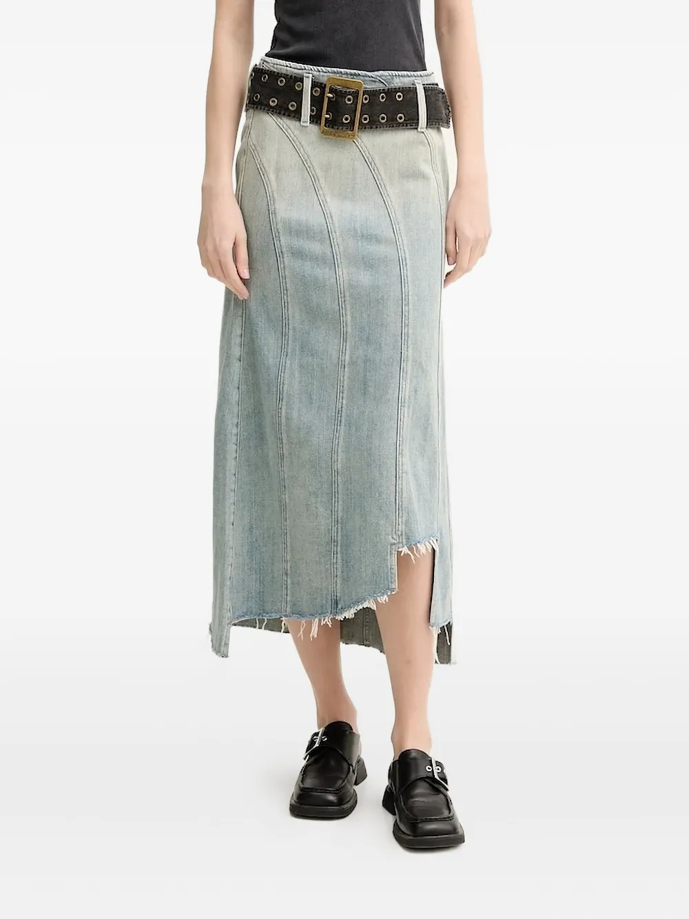 Miss Sixty Frayed Denim Skirt In Blue