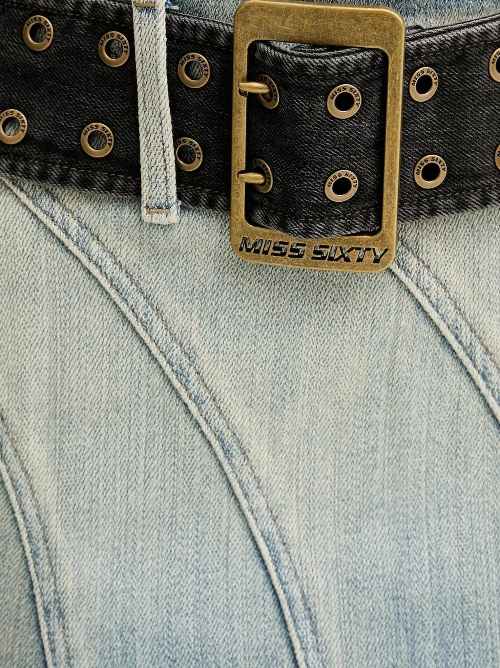 Miss Sixty Frayed Denim Skirt In Blue