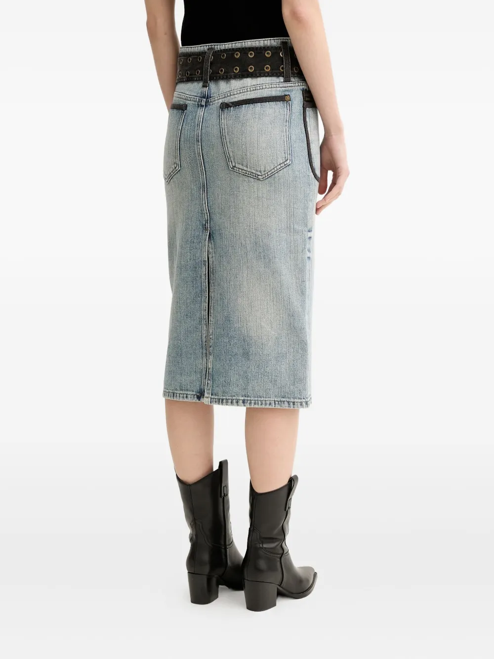 Miss Sixty zip-detail belted midi skirt - Blauw