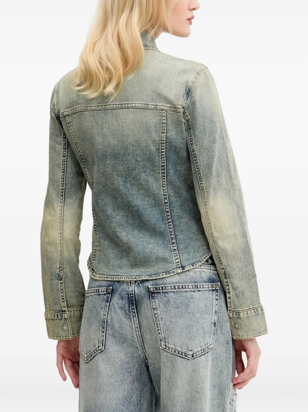 Miss Sixty Denim jack met geborduurde kraag Blauw
