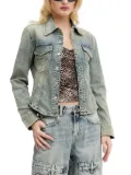 Miss Sixty embroidered-collar denim jacket - Blue