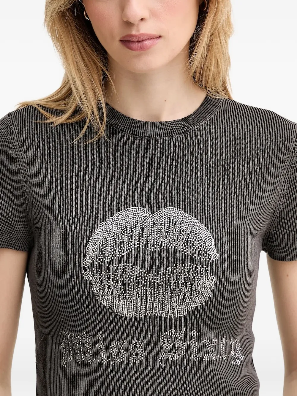 Miss Sixty T-shirt met lippendetail Grijs