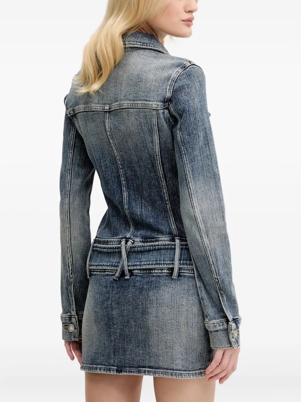 Miss Sixty belted denim mini dress Blauw